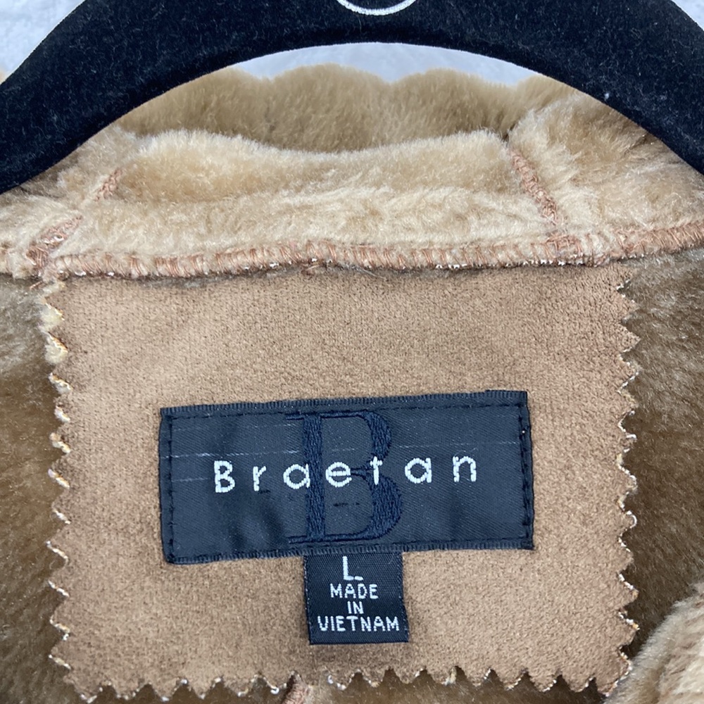 Braetan Women’s Tan Faux Shearling Toggle Coat sz Large - Picture 8 of 14